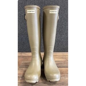 Hunter Original Tall Wellington Rain Boots Olive Green Rubber Womens Size US 6